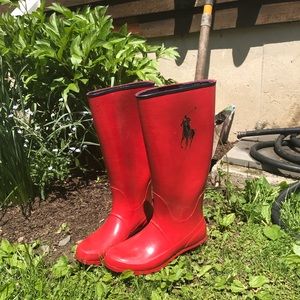 Lightly Worn Ralph Lauren Red Rain Boots ♥️